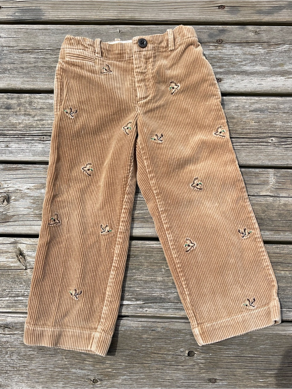 Crewcuts Boys Corduroy Embroidered Ducks Pants Sz 4 Cotton Old Money Adjustable